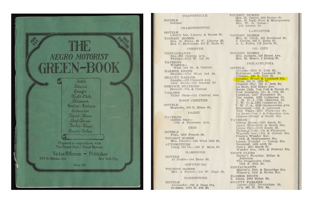 1940 issue of the Green Book listing the Douglas Hotel