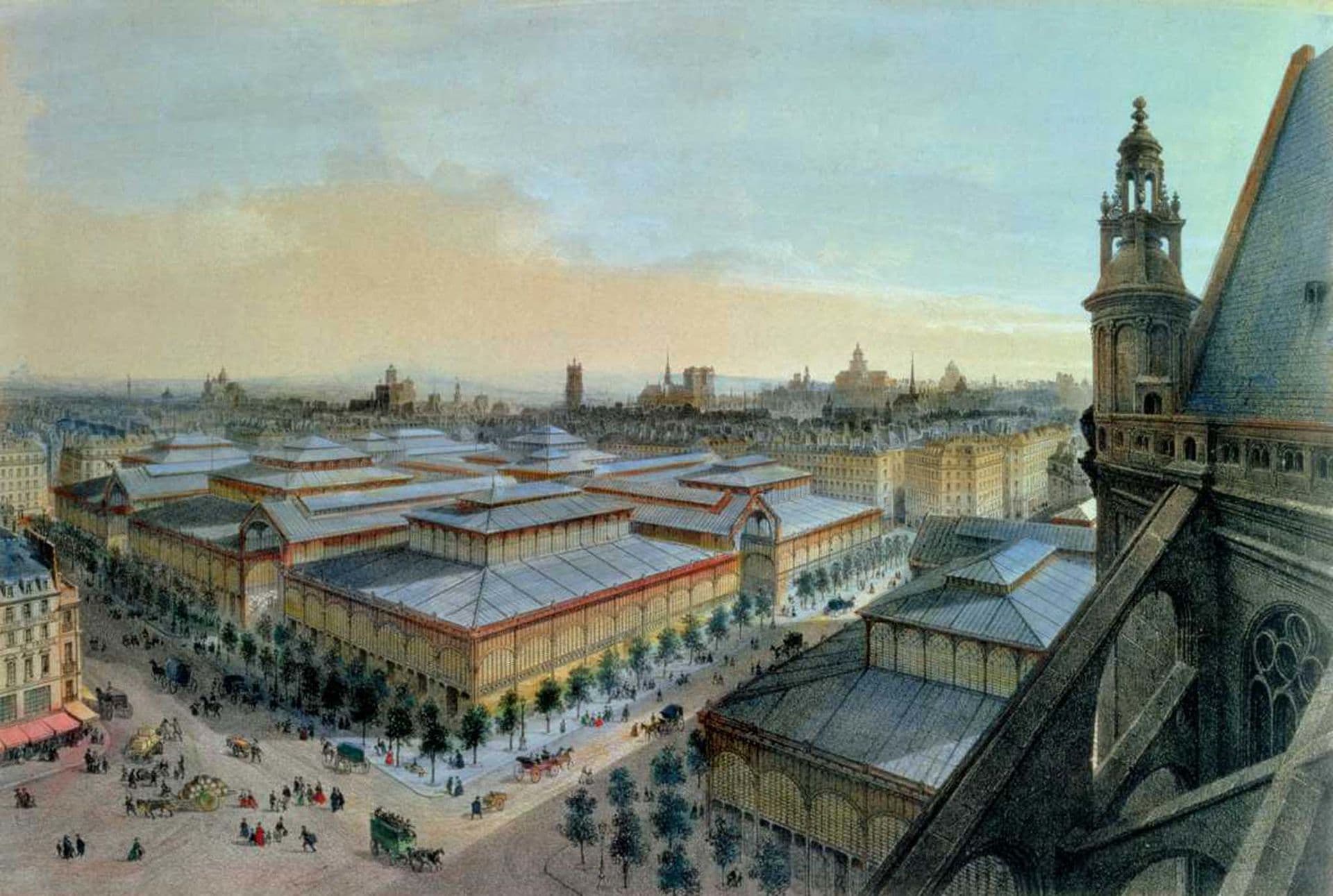 Les Halles market in Paris, 1870